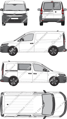 Volkswagen Caddy Cargo, furgone, Heck verglast, rechts teilverglast, Rear Wing Doors, 1 Sliding Door (2020)