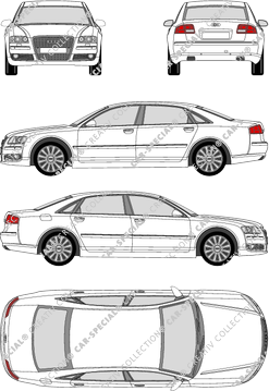 Audi A8 6.0 Quattro, 6.0 Quattro, limusina, largo, 4 Doors (2004)