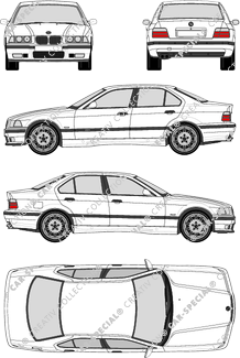 BMW 3er M3, E36, M3, limusina, 4 Doors (1994)