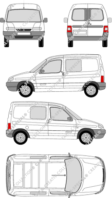 Citroën Berlingo, furgone, vitre arrière, Doppelkabine, Rear Wing Doors (1996)