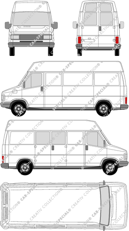 Citroën C25 Flügeltür rechts, Kastenwagen, lang, Heck verglast, rechts teilverglast, Rear Wing Doors (1984)