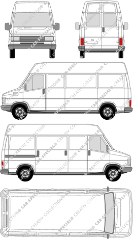 Citroën C25, Kastenwagen, lang, Heck verglast, Rear Wing Doors, 1 Sliding Door (1984)