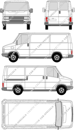 Citroën C25, furgón, corto, azotea, ventana de parte trasera, Rear Wing Doors (1984)