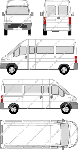 Citroën Jumper, Kleinbus, extra lang, extra hoch, verglast, Rear Wing Doors, 1 Sliding Door (1994)