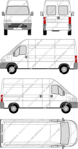 Citroën Jumper, van/transporter, super long, extra high, rear window, Rear Wing Doors, 1 Sliding Door (1994)