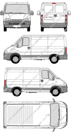 Citroën Jumper 29 C/33 C, 29 C/33 C, furgón, paso de rueda corto, Rear Wing Doors, 1 Sliding Door (2002)