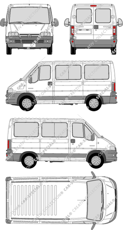 Citroën Jumper 29 C, 29 C, microbús, paso de rueda corto, acristalado, Rear Wing Doors, 1 Sliding Door (2002)