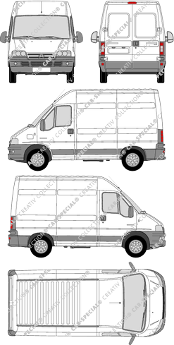 Citroën Jumper 29 CH/33 CH, 29 CH/33 CH, furgón, tejado alto, paso de rueda corto, Rear Wing Doors, 1 Sliding Door (2002)