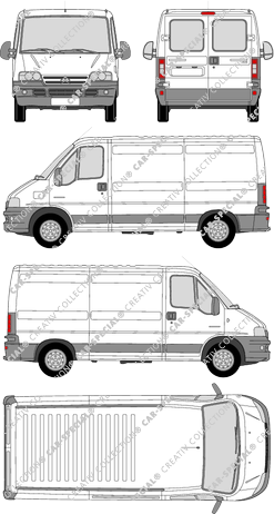 Citroën Jumper 29 M/33 M, 29 M/33 M, Kastenwagen, Radstand mittel, Heck verglast, Rear Wing Doors, 1 Sliding Door (2002)