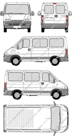 Citroën Jumper 29 C, 29 C, microbús, paso de rueda corto, Rear Wing Doors, 1 Sliding Door (2002)