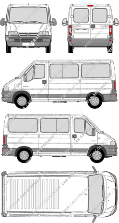 Citroën Jumper 33 M, 33 M, Kleinbus, empattement  moyen, Rear Wing Doors, 1 Sliding Door (2002)