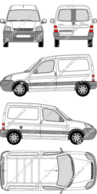 Citroën Berlingo, furgone, vitre arrière, Rear Wing Doors (2002)