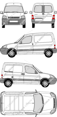 Citroën Berlingo, Kastenwagen, Heck verglast, Rear Wing Doors, 1 Sliding Door (2002)