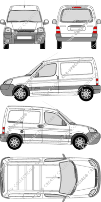 Citroën Berlingo, furgone, vitre arrière, Rear Flap, 1 Sliding Door (2002)