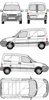 Citroën Berlingo, furgone, vitre arrière, Rear Wing Doors, 2 Sliding Doors (2002)