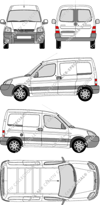 Citroën Berlingo, fourgon, Heck verglast, Rear Wing Doors, 2 Sliding Doors (2002)