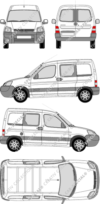 Citroën Berlingo, van/transporter, rear window, double cab, Rear Wing Doors, 2 Sliding Doors (2002)