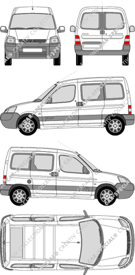 Citroën Berlingo, furgone, vitré, Rear Wing Doors, 2 Sliding Doors (2002)