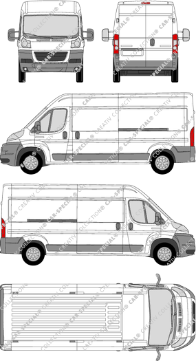 Citroën Jumper, furgón, L3H2, paso de rueda largo, Rear Wing Doors, 2 Sliding Doors (2006)