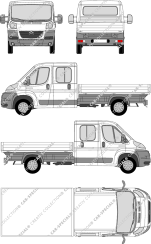 Citroën Jumper, catre, L3, paso de rueda largo, cabina doble, 2 Sliding Doors (2006)