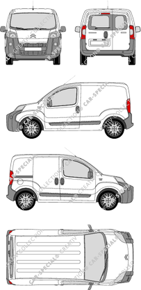 Citroën Nemo, furgone, vitre arrière, Rear Wing Doors, 1 Sliding Door (2007)