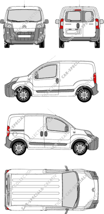 Citroën Nemo, van/transporter, rear window, Rear Wing Doors, 1 Sliding Door (2007)