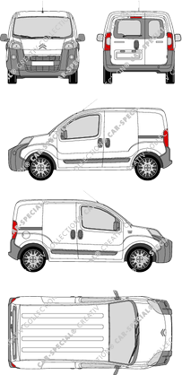 Citroën Nemo, furgone, vitre arrière, Rear Wing Doors, 2 Sliding Doors (2007)