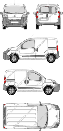 Citroën Nemo, furgón, ventana de parte trasera, Rear Wing Doors, 2 Sliding Doors (2007)