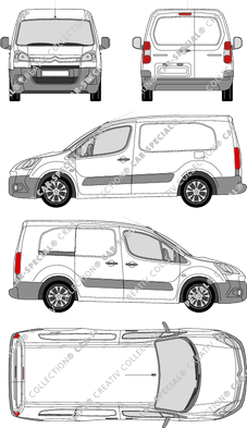 Citroën Berlingo, Kastenwagen, L2, Rear Wing Doors, 1 Sliding Door (2009)