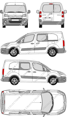 Citroën Berlingo, furgone, L2, vitre arrière, Doppelkabine, Rear Wing Doors, 2 Sliding Doors (2009)