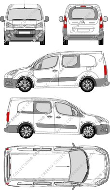 Citroën Berlingo, van/transporter, L2, rear window, double cab, Rear Flap, 1 Sliding Door (2009)