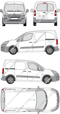 Citroën Berlingo, van/transporter, L1, rear window, Rear Wing Doors, 2 Sliding Doors (2015)