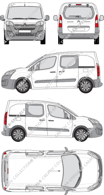 Citroën Berlingo, furgone, L1, vitre arrière, Doppelkabine, Rear Flap, 2 Sliding Doors (2015)