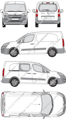 Citroën Berlingo, fourgon, L2, Heck verglast, rechts teilverglast, Rear Flap, 1 Sliding Door (2015)