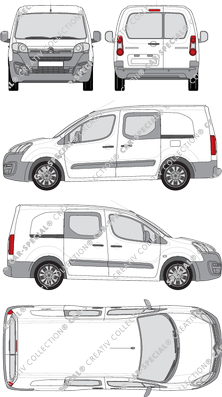 Citroën Berlingo, furgón, L2, ventana de parte trasera, cabina doble, Rear Wing Doors, 2 Sliding Doors (2015)