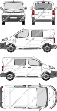 Citroën ë-Jumpy, van/transporter, XS, rear window, double cab, Rear Flap, 2 Sliding Doors (2020)