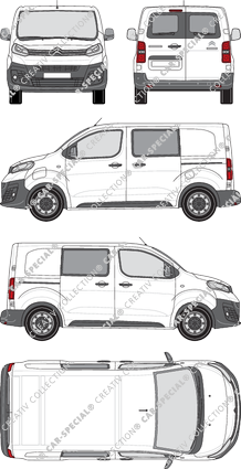 Citroën ë-Jumpy, van/transporter, XS, rear window, double cab, Rear Wing Doors, 2 Sliding Doors (2020)