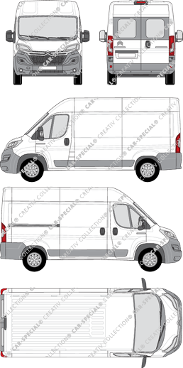 Citroën Relay, van/transporter, L2H2, rear window, Rear Wing Doors, 1 Sliding Door (2014)