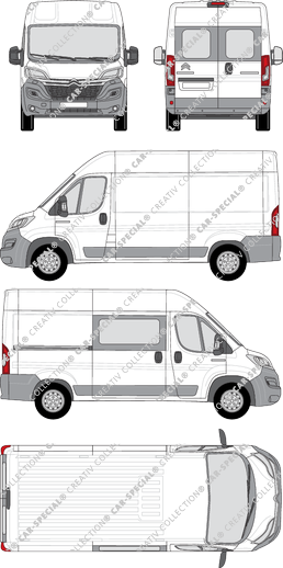 Citroën Relay, furgone, L2H2, Heck verglast, rechts teilverglast, Rear Wing Doors, 1 Sliding Door (2014)