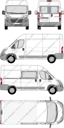 Citroën Relay, furgón, L2H2, Heck verglast, rechts teilverglast, Rear Wing Doors, 1 Sliding Door (2014)