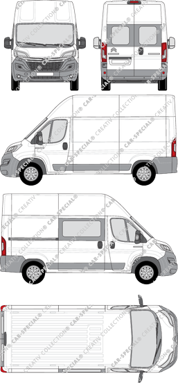 Citroën Relay, fourgon, L2H3, Heck verglast, rechts teilverglast, Rear Wing Doors, 1 Sliding Door (2014)