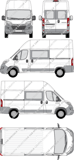 Citroën Relay, furgone, L2H3, vitre arrière, Doppelkabine, Rear Wing Doors, 2 Sliding Doors (2014)