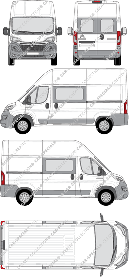 Citroën Relay, fourgon, L2H3, Heck verglast, double cabine, Rear Wing Doors, 2 Sliding Doors (2014)