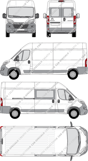 Citroën Relay, Kastenwagen, L3H2, Heck verglast, rechts teilverglast, Rear Wing Doors, 1 Sliding Door (2014)