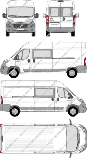 Citroën Relay, van/transporter, L3H2, rear window, double cab, Rear Wing Doors, 2 Sliding Doors (2014)