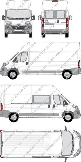 Citroën Relay, Kastenwagen, L3H3, Heck verglast, rechts teilverglast, Rear Wing Doors, 1 Sliding Door (2014)