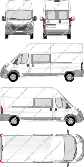 Citroën Relay, van/transporter, L3H3, rear window, double cab, Rear Wing Doors, 2 Sliding Doors (2014)
