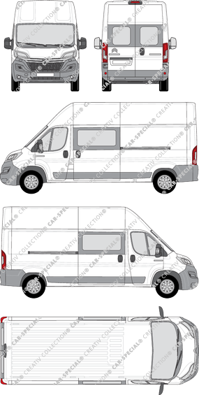 Citroën Relay, Kastenwagen, L3H3, Heck verglast, Doppelkabine, Rear Wing Doors, 2 Sliding Doors (2014)