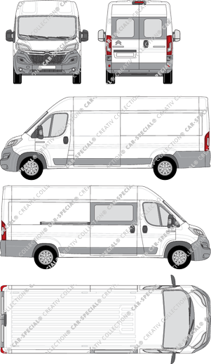 Citroën Relay, furgone, L4H2, Heck verglast, rechts teilverglast, Rear Wing Doors, 1 Sliding Door (2014)