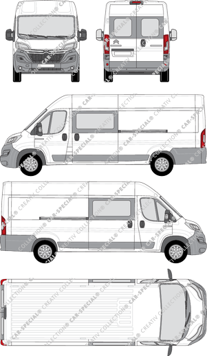 Citroën Relay, van/transporter, L4H2, rear window, double cab, Rear Wing Doors, 2 Sliding Doors (2014)
